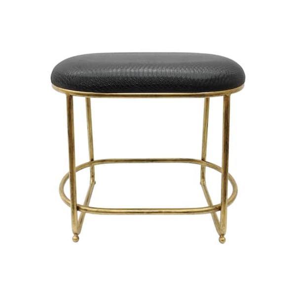 Ashland Faux Crocodile Oval Stool, 20 x 18.5 in - Black