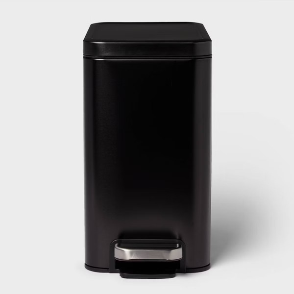 Brightroom Slim Stainless Step Trash Can - Black