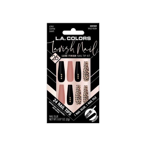 L.A. Colors Nail Tip Kit, Long Coffin Shape, Wild Rush Same-Day