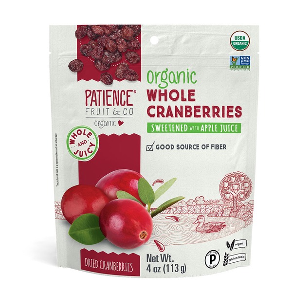 Patience Fruit & Co Organic Dried Whole Cranberries Sweetened With