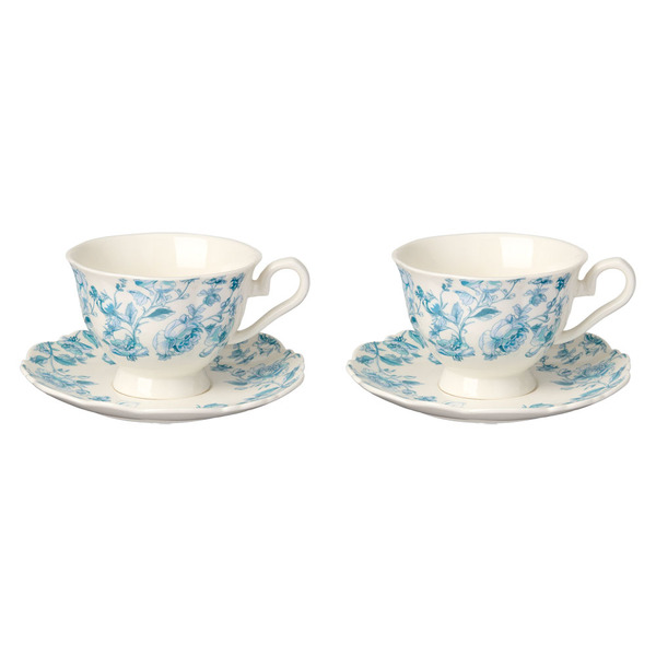 Crofton Blue Toile Teacups and Saucer 2pk Same-Day Delivery or Pickup | ALDI