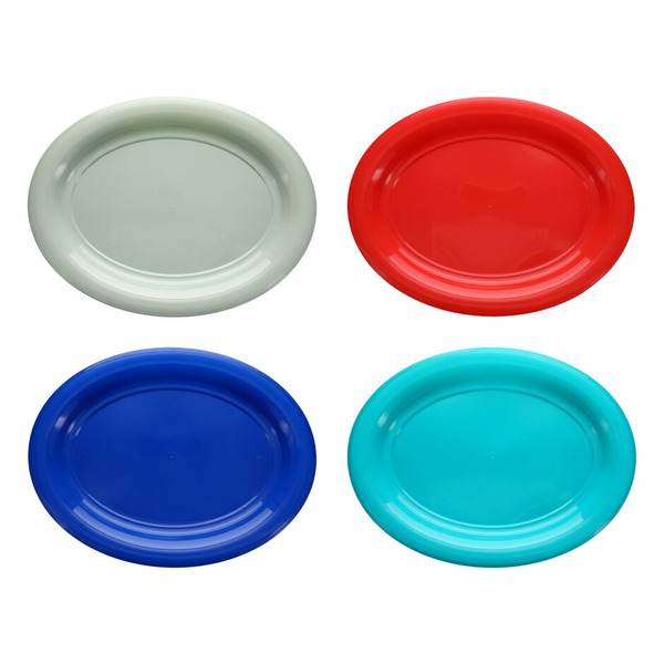 Essentials Oval Plastic Serving Trays Aqua Blue, Hot Pink, Red