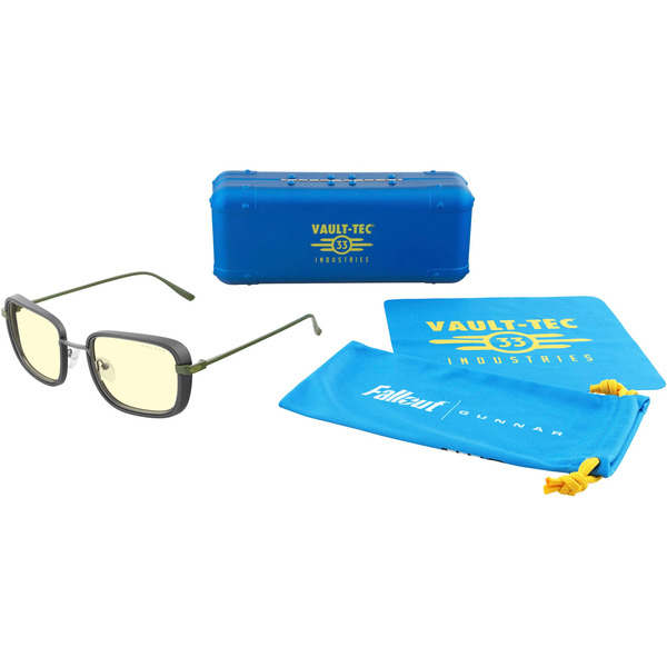 GUNNAR Fallout Vault 33 Amber Lenses Gaming Glasses With Blue Light Reduction - Gunmetal & Olive