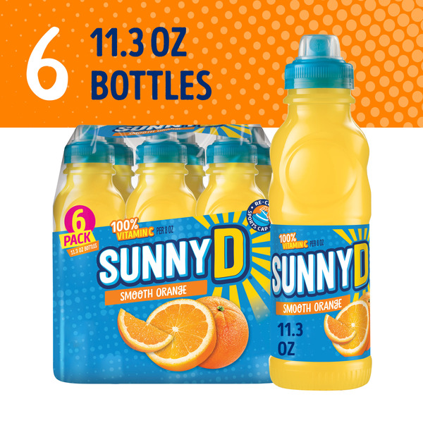 SunnyD Smooth Orange Juice Drink, 6 Count, 11.3 FL OZ Bottles Same