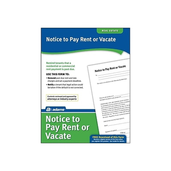 Adams 8.5" x 11" ABF LF280 Notice To Pay Rent Or Vacate Business Forms