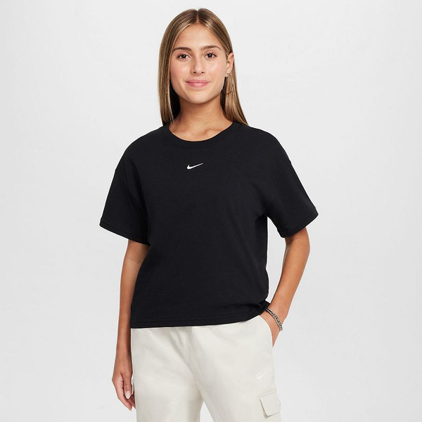 Nike Girls' Sportswear Essential Boxy T-Shirt, Medium - Black