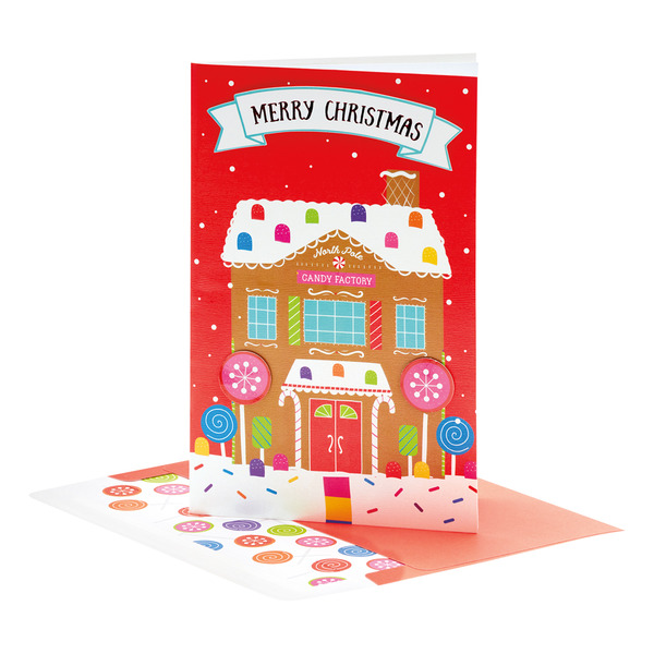 ALDI Merry Moments Handmade Christmas Cards Gingerbread House Print ALDI Merry Moments Handmade Christmas Cards Gingerbread House Print