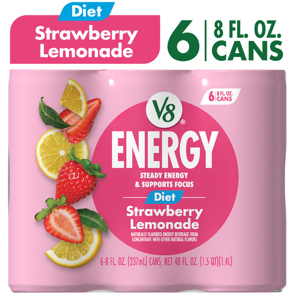 V8 Energy Diet Strawberry Lemonade Juice Energy Drink Same-Day