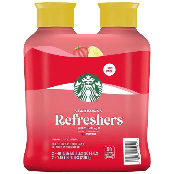 Starbucks Refresher Strawberry Acai Lemonade, 40 fl oz, 2-count