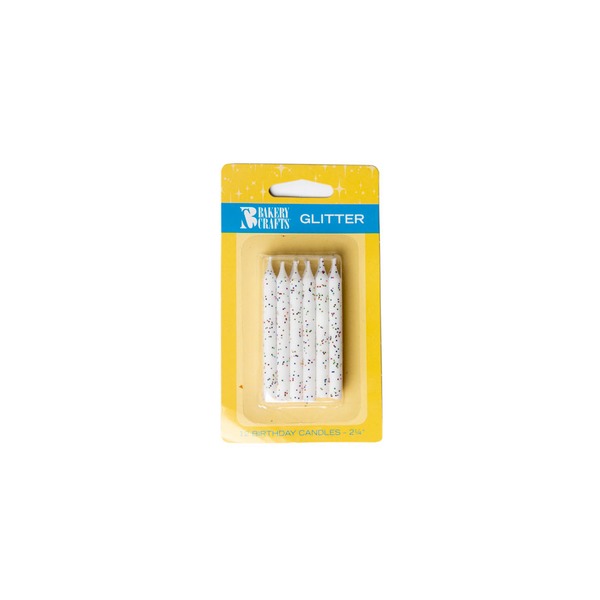 Bakery Crafts White Glitter Birthday Candles