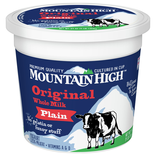 Mountain High Yoghurt Yogurt, Plain, Original, Whole Milk