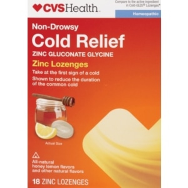 CVS Homeopathic Cold Relief Zinc Lozenges, Honey Lemon (18 ct) from CVS Pharmacy® Instacart