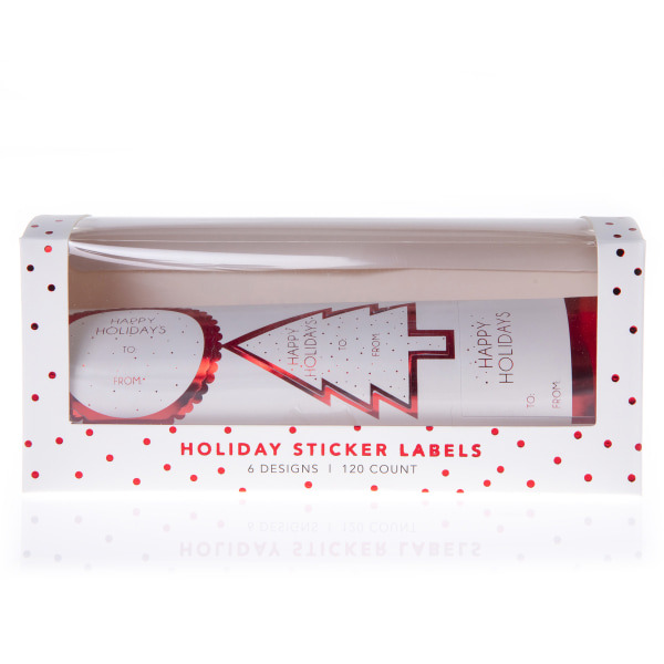 Graphique Holiday Gift Sticker Labels Roll, 6-1/4 x 2-1/2 in - Red Foil