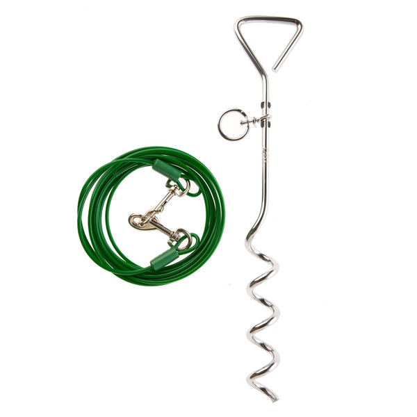Top Paw Spiral Stake Dog Tie-Out - Green