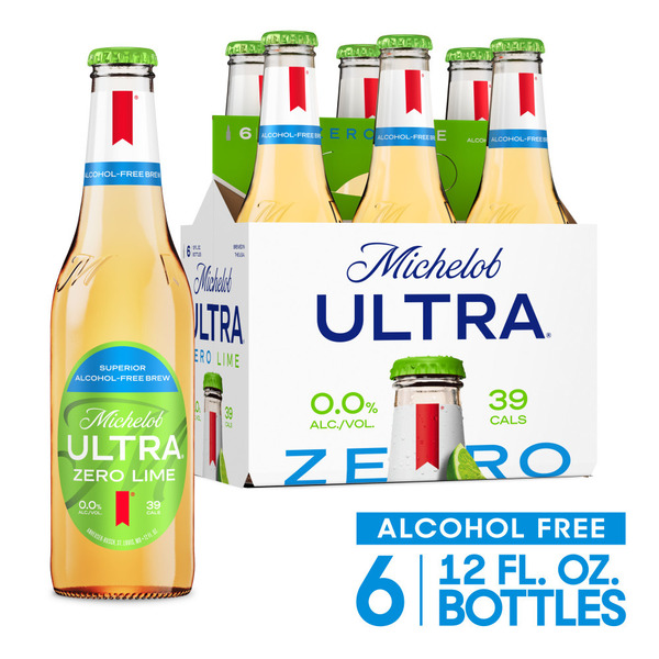 Michelob Ultra Zero Lime Zero Lime Non-Alcoholic American Lager Beer, 6 Pack, 12 Fl Oz Bottles Same-Day Delivery or Pickup