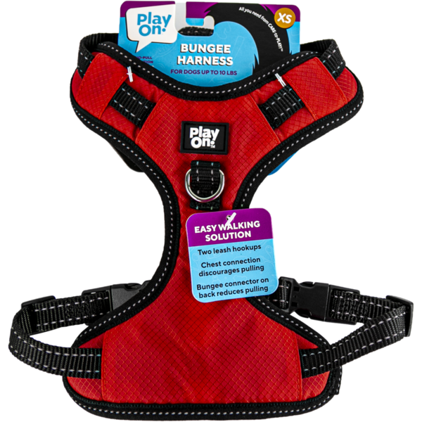 Play On Bungee Dog Harness, XS - Red