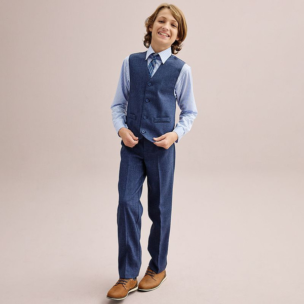 IZOD Boys 4-12 IZOD Vest, Shirt, Pants & Tie Set, Boy's, Size: 7, Med Blue