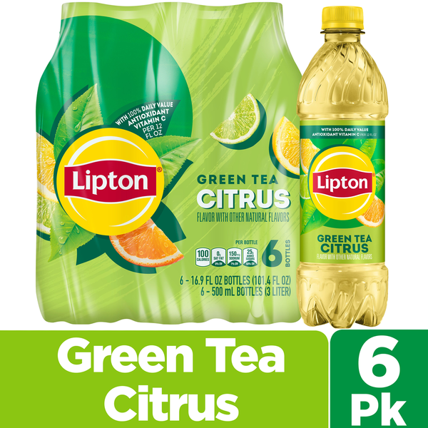 Lipton Green Tea Citrus 16.9 Fl Oz, 6 Count Same-Day Delivery or