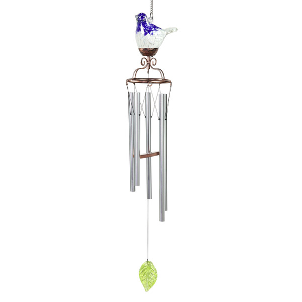 Exhart 44.02-in Blue Metal Solar Wind Chime