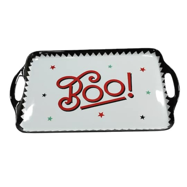 Celebrate It Halloween "Boo!" Plastic Platter with Handles, 18.7 x 11.3 in