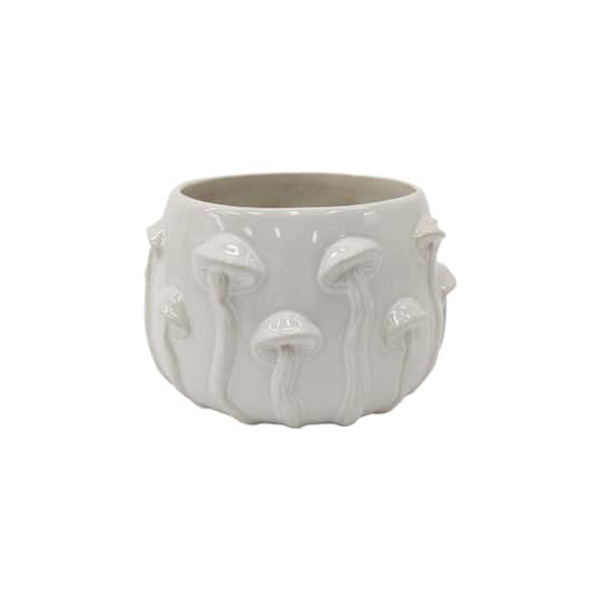 Ashland White Ceramic Mushroom Pot