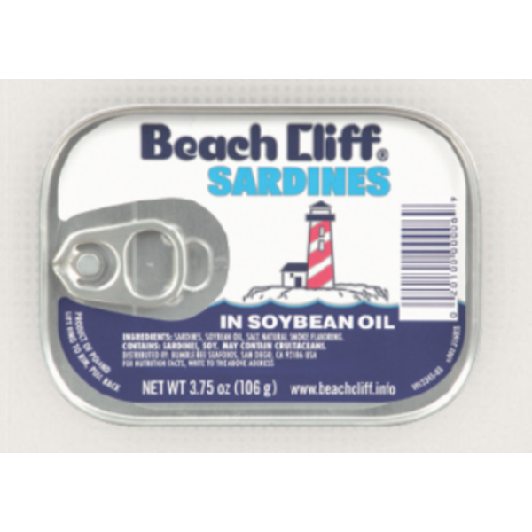 Beach Cliff - Sardines In Soy Bean Oil - 3.75 Oz