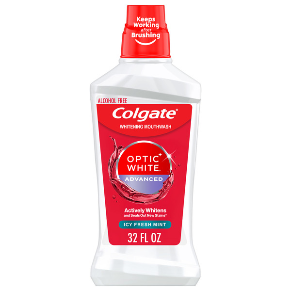 Colgate Optic White Whitening Mouthwash, Alcohol Free, Icy Fresh
