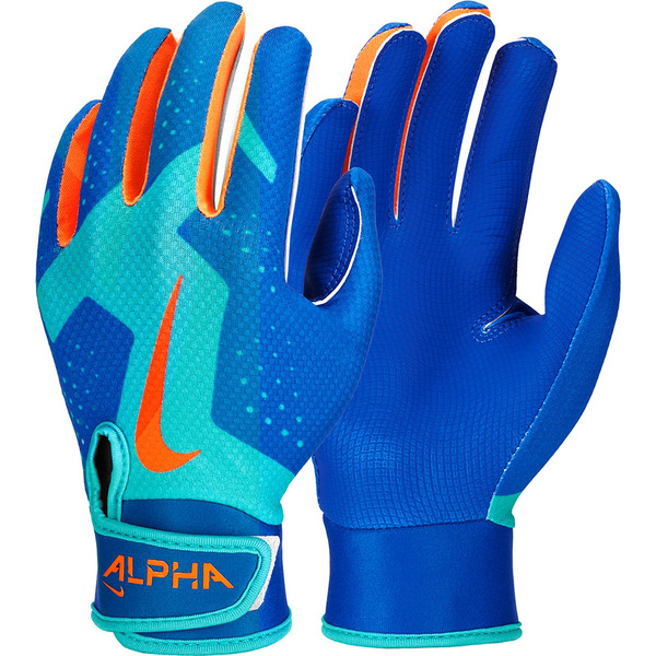 Nike Youth Alpha 2.0 Tee Ball Batting Gloves, S/M - Blue/Orange