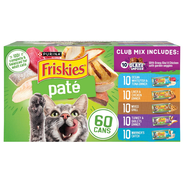 Purina Friskies Pate Wet Cat Food Variety Pack, 5.5 oz, 60-count