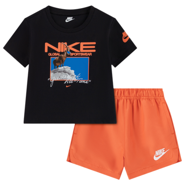 Nike Boys' Infant Goat Short Set, 12MO - Orange/Black
