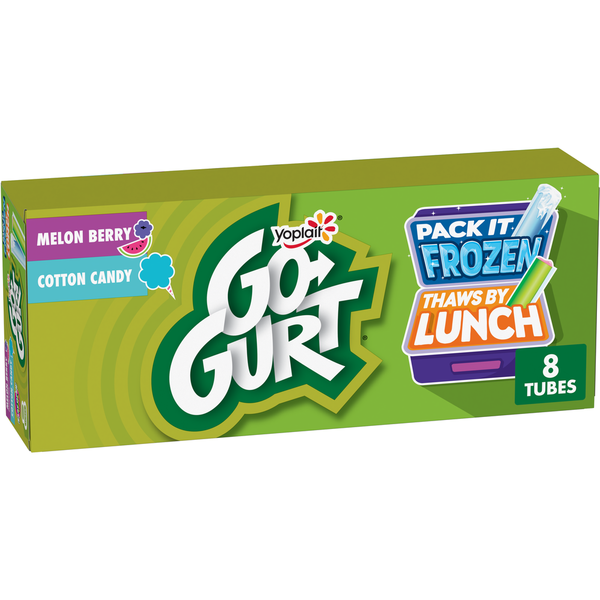 Go-Gurt Gluten Free Melon Berry and Cotton Candy Kids Yogurt Tubes