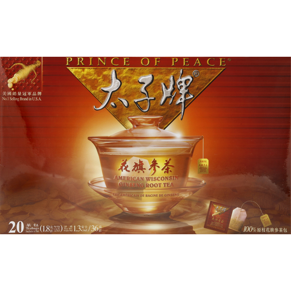 Prince of Peace Tea, American Wisconsin Ginseng Root, Bags