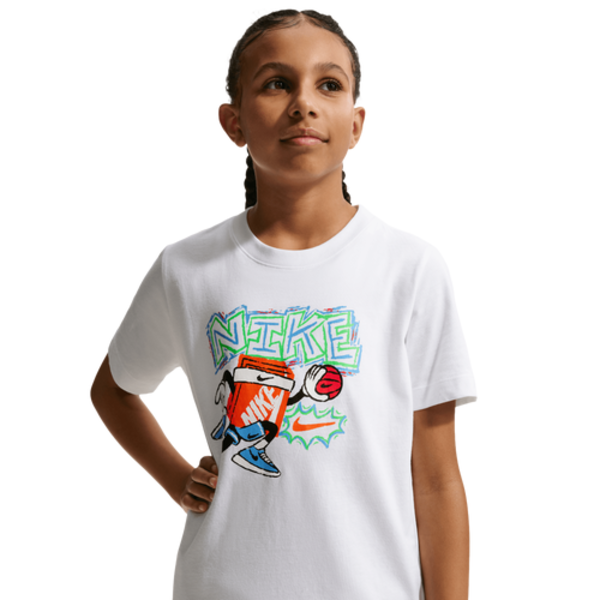 Nike Big Boys Short-Sleeve Boxy Hoops T-Shirt, M - White