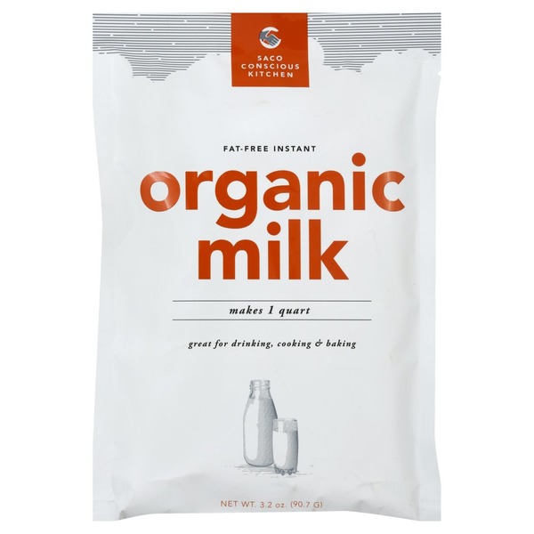 Saco Milk, Instant, Organic, Fat Free