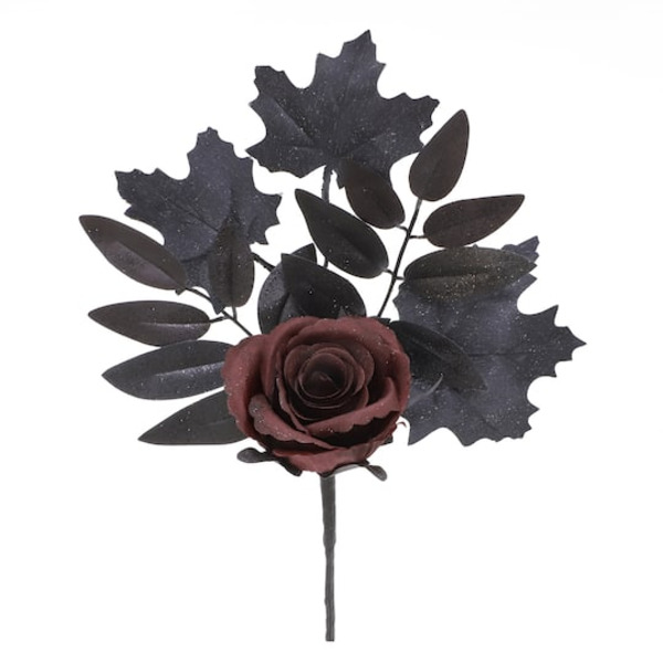 Ashland Red & Black Rose & Foliage Pick