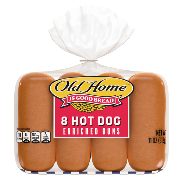 Private Label Old Home White Hot Dog Buns, 8 count, 11 oz