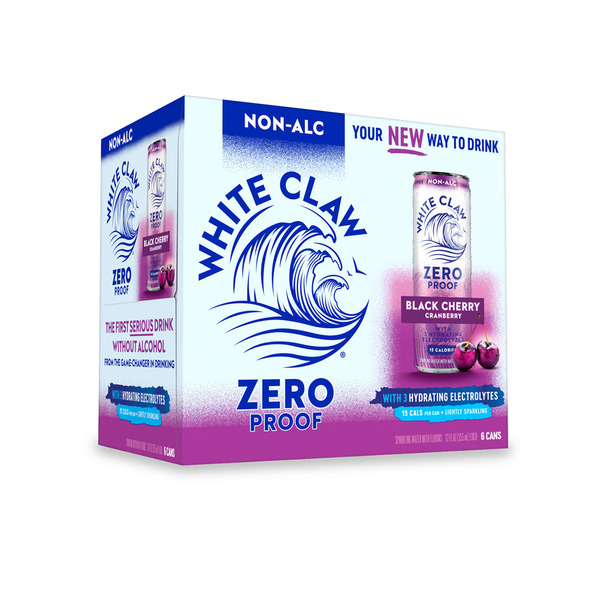 White Claw Zero Proof Black Cherry Cranberry, 6 Pack, 12 fl oz