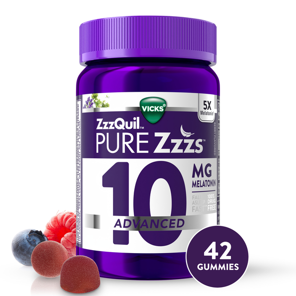 Vicks PURE Zzzs, Advanced 10mg Melatonin Gummies, Sleep Aid Same