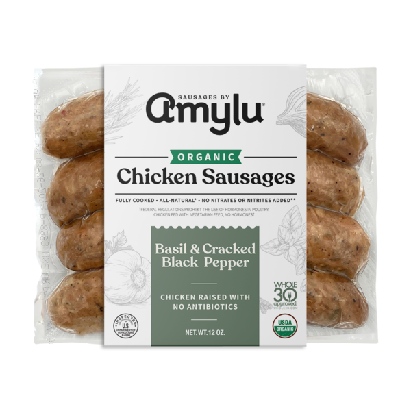 Amylu Organic Basil & Cracked Black Pepper Chicken Sausage Same
