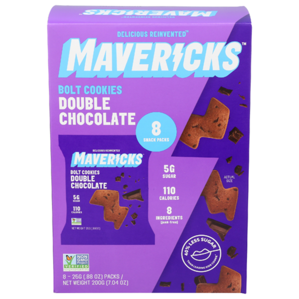 Mavericks Snacks Double Chocolate Bolt Cookies 8 Pack Same-Day