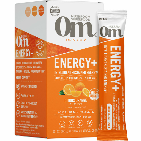 Om Energy+ Citrus Orange Supplement Packets Same-Day Delivery or