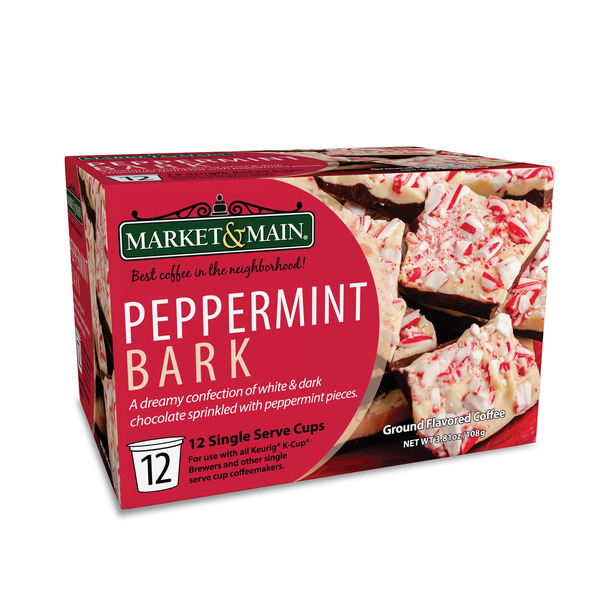 Market Main Peppermint Bark Flavored Coffee, Single Serve Pods