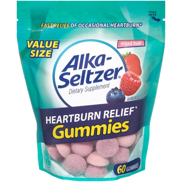 AlkaSeltzer Heartburn Relief Mixed Fruit Gummies Antacid (60 ct