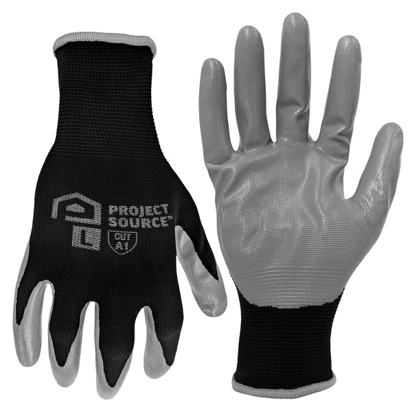 Project Source Gray Nitrile dipped Nitrile/Polyester Everyday Gloves 5 -Pairs