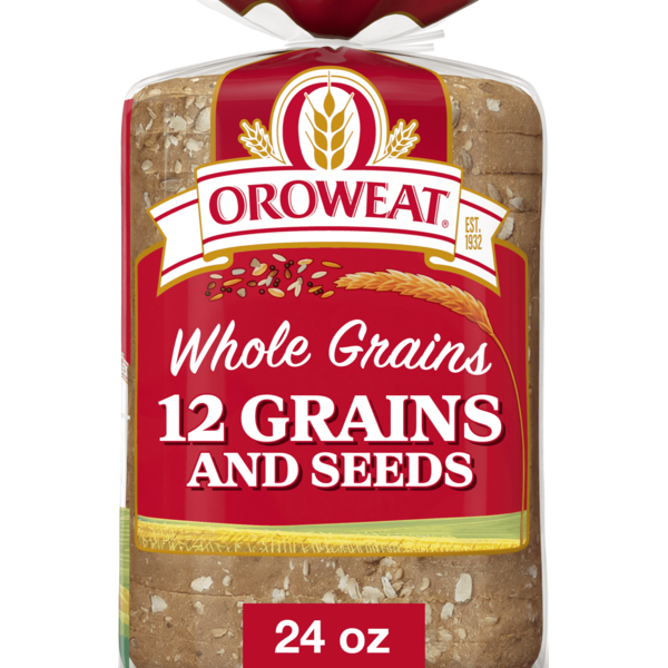 Oroweat Whole Grains, 12 Grains and Seeds, Bread, Multigrain Bread, 24 oz