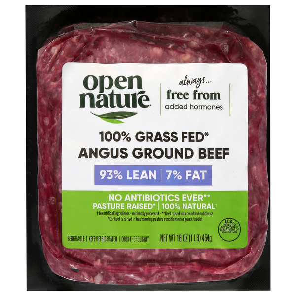 Open Nature Beef, Ground, 93%/7%, Angus, Grass Fed