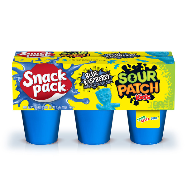 Snack Pack SOUR PATCH KIDS BLUE RASPBERRY Flavored Juicy Gels Same