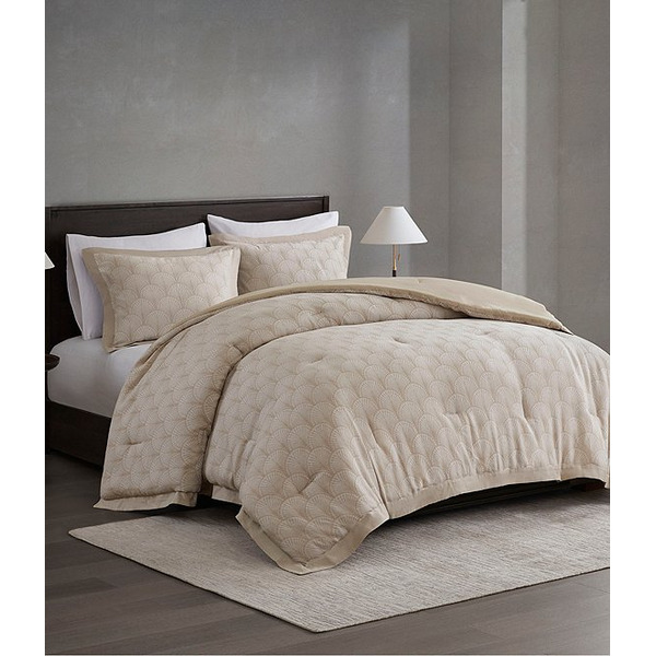 Natori Ogee All Over Scalloped Fan Jacquard Comforter Mini Set