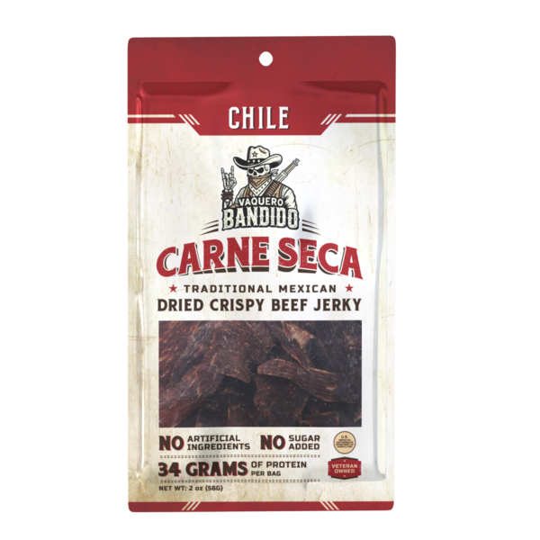 Vaquero Bandido Chile Carne Seca Traditional Mexican Dried Crispy Beef Jerky