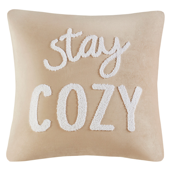 ALDI Huntington Home Stay Cozy Irish Letters Cozy Accent Pillow Cream with White Same Day Delivery or Pickup Aldi